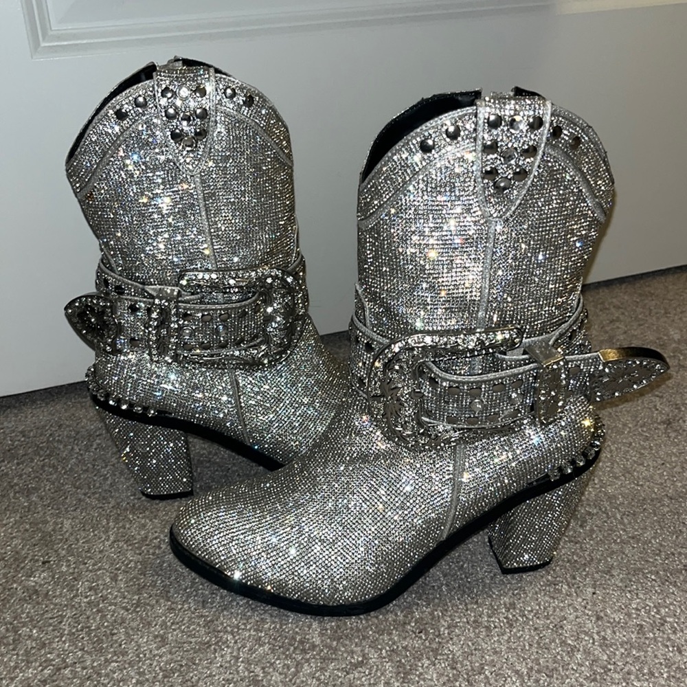 Dolls Kill Club Exx Sparkly Sheriff Shine Cowboy Boots